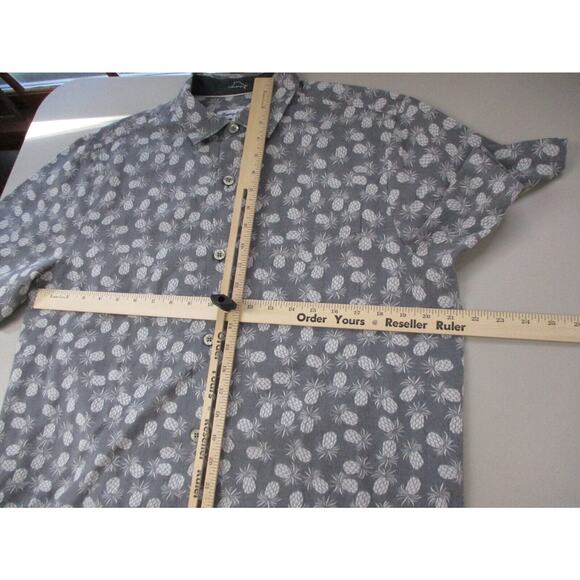 Tommy Bahama Positano Pineapple Shirt Mens Medium Hawaiian Graphite Gray Cotton - Picture 10 of 16